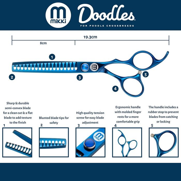 Ножиці Mikki Doodle для грумінгу собак та цуценят, 16,5 см - професійні ножиці для вирівнювання та стрижки шерсті