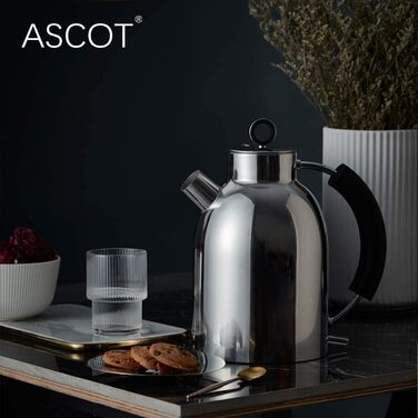 Електричний чайник ASCOT з нержавіючої сталі, 1,5 л, бездротовий, з автовимкненням та захистом від сухого кипіння, сріблястий (для дому, подарунок)