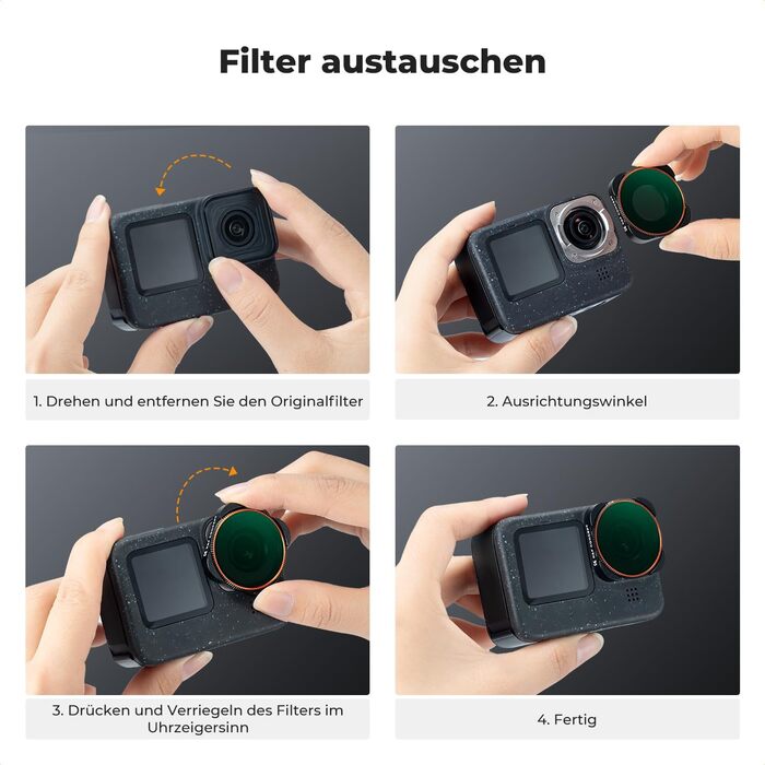 Набір фільтрів ND K&F Concept для GoPro Hero 13 Black: ND4, ND8, ND16, ND32, CPL - нейтральні фільтри для екшн-камери