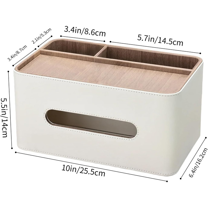 KINGFOM Склянка для серветок з 2 відсіками, з PU шкіри, для дому, офісу, ванної кімнати (Бежева)