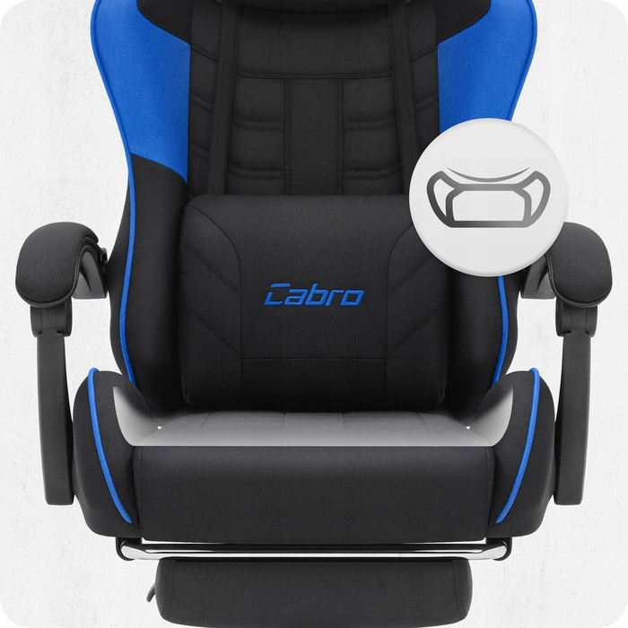 Ігрове крісло Cabro C501, чорно-синє, з підножкою