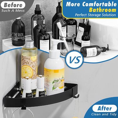 Поличка для душу без свердління, кутова, з нержавіючої сталі, 2 шт. (Чорний)