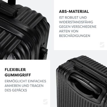 Набір валіз 3 шт: ручна поклажа, середній та великий кофр з ABS, чорний. Набір валіз з ABS, 3 шт.