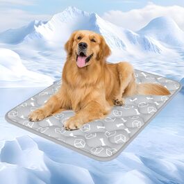 Rywe Cooling Mat for Dogs - Upgraded Colorfastness, Thicker, Washable, Self-Cooling Mat 70x90cm Dog Mat - Non-Slip, Soft, Water-Absorbent, Odor-Resistant Summer Blanket for Dogs and Cats - (XL, Grey)
