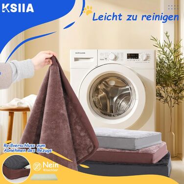KSIIA Orthopedic Dog Bed for Large Dogs, XL Washable Dog Cushion Fluffy Dog Mat Dog Mattress with Removable Cover in 105x70x8cm (L 120 x W 75 x H 9 cm, Praline)