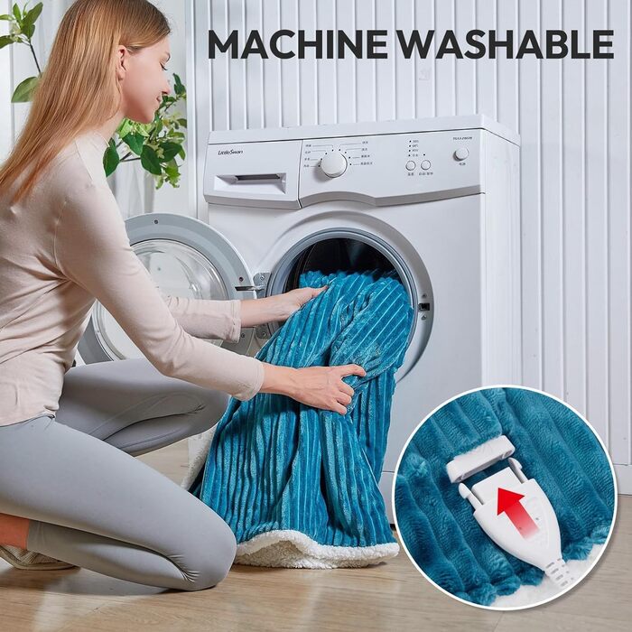 Електрична ковдра YDW з автовимкненням 180x200 см - тепла та затишна ковдра для ліжка з захистом від перегріву та можливістю прання (Турквіс)