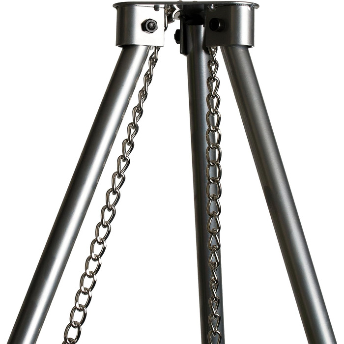 Adjustable-height tripod grill stand including chains, height: 1.40 m, rust-resistant galvanized steel - Without grill grate