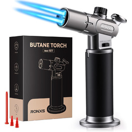 Пальник RONXS Flambierbrenner для приготування Crème Brulée, кухонний, з регульованою полум'ям, чорний