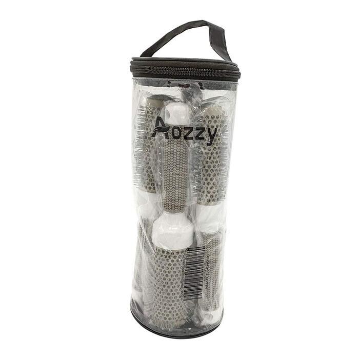 Набір для укладки волосся Haar-Rundbürste: щітка для об'єму, керамічна щітка з щетиною кабана, антистатична, для створення локонів та випрямлення волосся (сіра)