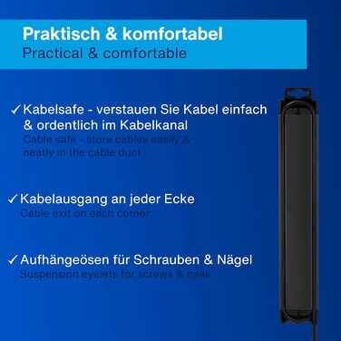 Многофункціональна мережева розетка REV SupraGuard 4-fach з вимикачем, 2.5м кабелю, захистом від перенапруги та фільтром, антрацит-чорний
