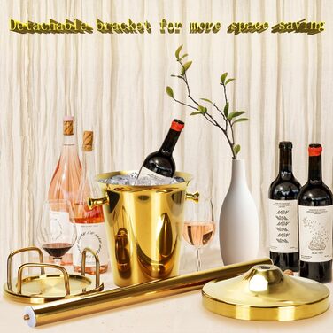 Ейскюбель: Якісний ес-кюбель з нержавіючої сталі для барів, вечірок, весіль, вина, шампанського, спиртних напоїв. Зберігає лід 3-6 годин, золотий, 3FT (91 см).