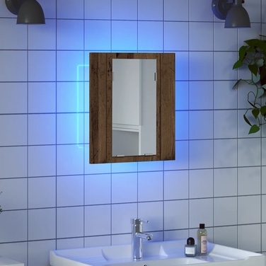 Шафа у ванну кімнату з дзеркалом та LED-підсвіткою, 40x12x45 см, колір 