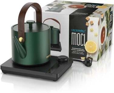 Електричний чайник Arendo з регулюванням температури 40-100°C, 0.6 л, з цифровою основою, з індикатором температури, BPA Free, функція підтримки тепла, чорно-зелений