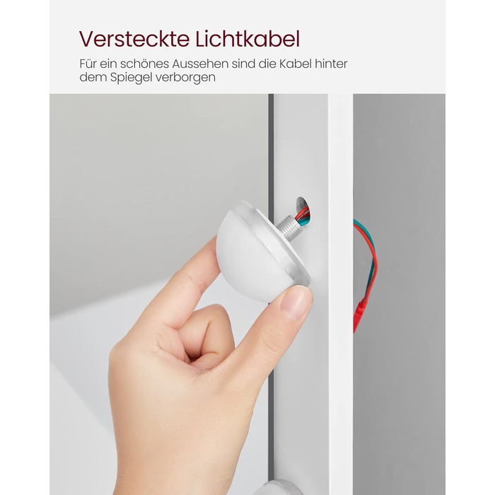 VASAGLE туалетний столик з LED-підсвіткою, регульована яскравість, дзеркало, 2 шухляди та 3 відкриті полиці, сучасний, білий