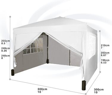 Pavilion with silver protective coating, waterproof, 3 x 3 m, White