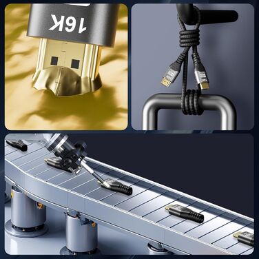 Кабель HDMI 2.2: Швидкий 2м, 96Gbps, 16K@60Hz, 12K/10K @120Hz, 8K@240Hz, 4K@480Hz, eARC, HDR10+, Dolby Atmos/Vision, HDCP 2.3, для PS5, Xbox, Soundbar, Fire TV, Laptop, HDTV