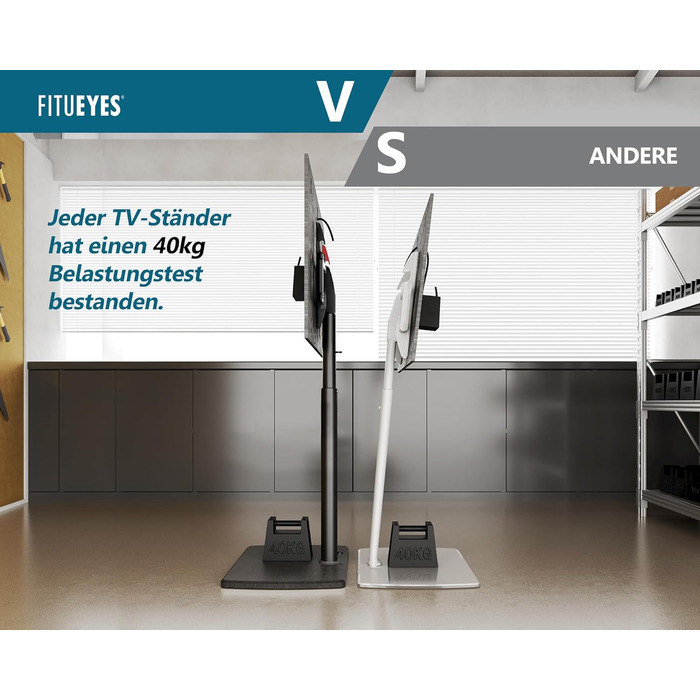 FITUEYES Adjustable Swivel TV Stand with Wood Base - Fits 32-70 inch TVs up to 40kg, VESA 400x600 - Black