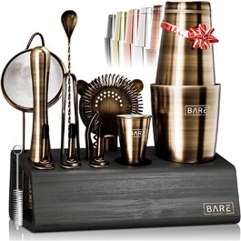 Набір бармена Mixology Boston Cocktail Shaker Set (14 предметів) з матового латуні 0.8L (BKB3)