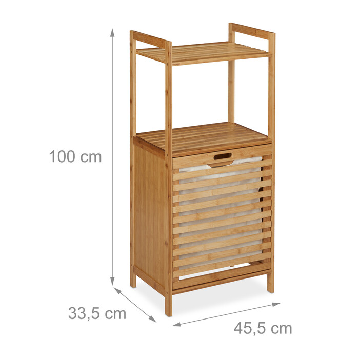 Relaxdays Laundry Cabinet with Bamboo Laundry Basket