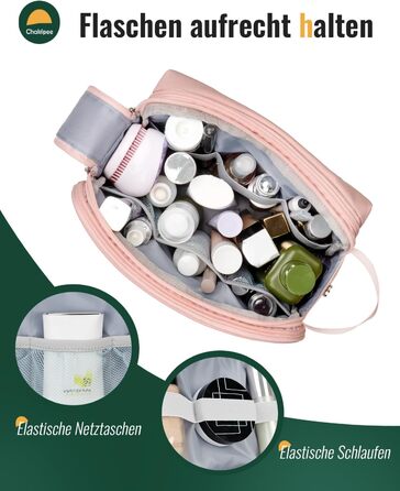 Чоловіча дорожня косметичка Kulturbeutel, водонепроникна, легка, з двома блискавками (Рожева)