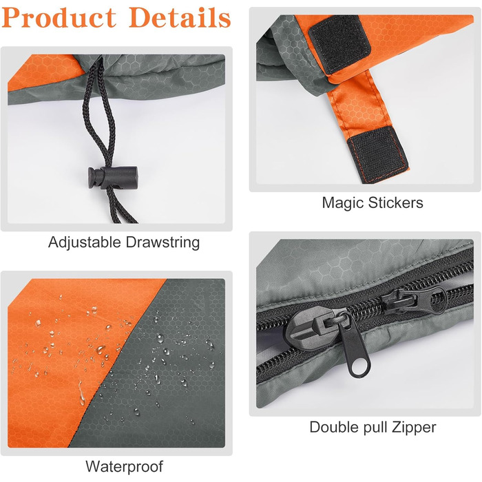 Yarmiene 3-4 Season Sleeping Bag - Adult & Kids Outdoor Sleeping Bag, Rectangular, Warm & Portable for Camping & Hiking (Gray & Orange)