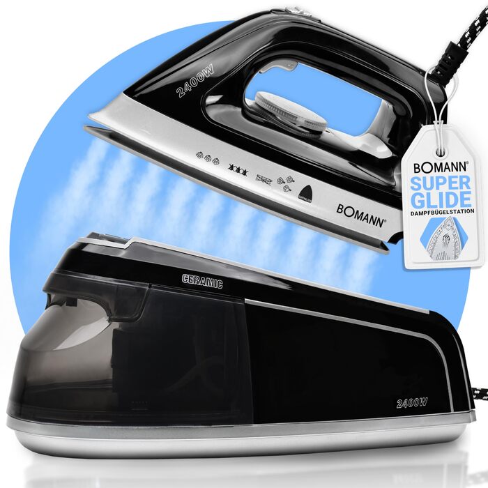 Праска-парогенератор Bomann DBS 6034 CB (2024) | 3,5 bar, 1,2L, 2400W, Anti-Drop | Чорний