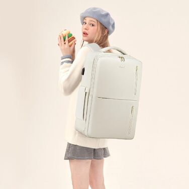 LOVEVOOK Рюкзак для жінок великий з відділенням для взуття, водовідштовхувальним відділенням та відділенням для ноутбука 17 дюймів, рюкзак для чоловіків, розширюваний ручний багаж, бізнес 30-40л для подорожей, відпочинку, походів, (Бежевий, 18 дюймів(Стан