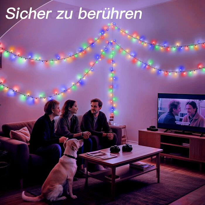 Гірлянда світлодіодна 200 LED, тепле біле світло, з пультом та таймером, 8 режимів, IP44, для прикраси саду, балкону, вечірки, весілля, ялинки (20м)