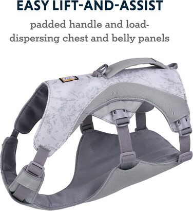 RUFFWEAR Swamp Cooler Dog Harness and Handle, Lightweight Running Gear Keeps Pets Cool in Hot Weather, Adjustable, Durable & Cooling, 2 Leash Ports, Graphite Gray (Large/XL, 81-107cm)