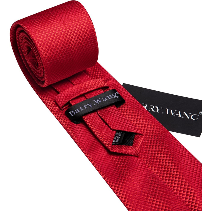Комплект краваток Barry.Wang: краватка, краваткова затискач, нагрудна хустинка, запонки, для вечірок, ділових зустрічей, весілля (червоний)