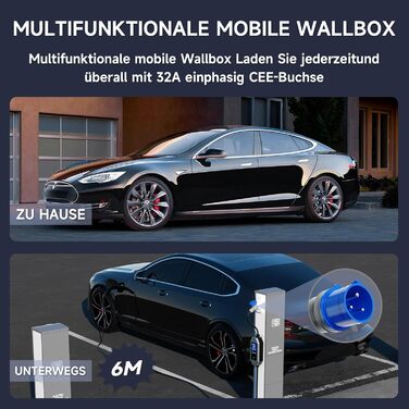 Кабель для зарядки електромобіля Type 2 Schuko 3.68kW 6м, 6-16A, з цифровим дисплеєм та таймером відкладеного старту