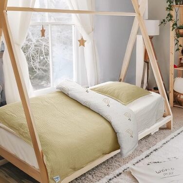 Комплект постільної білизни Lulumoon для дитячого ліжечка 100x135 см: простирадло 100x135 + наволочка 40x60 см з бавовни Oeko-TEX Standard – легка та комфортна постільна білизна для малюків (муслін-веселка, 100x135 см + 40x60 см)