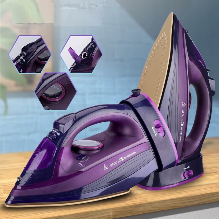 Бездротова електрична праска з парою та керамічною підошвою, 2400 Вт