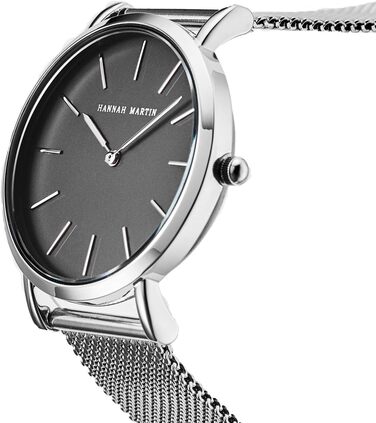 Жіночий годинник: аналоговий кварц, нержавіюча сталь, водонепроникний, сітка, ультратонкий комплект з браслетом (чорний корпус, срібний ремінець, срібний браслет)