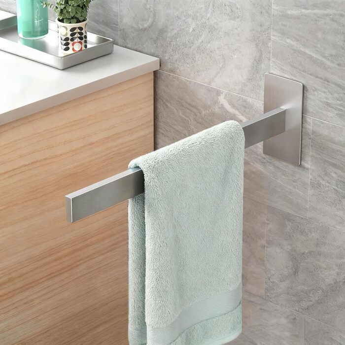 Тримач для рушників настінний без свердління, з нержавіючої сталі, подвійний, для ванної кімнати та кухні, сріблястий