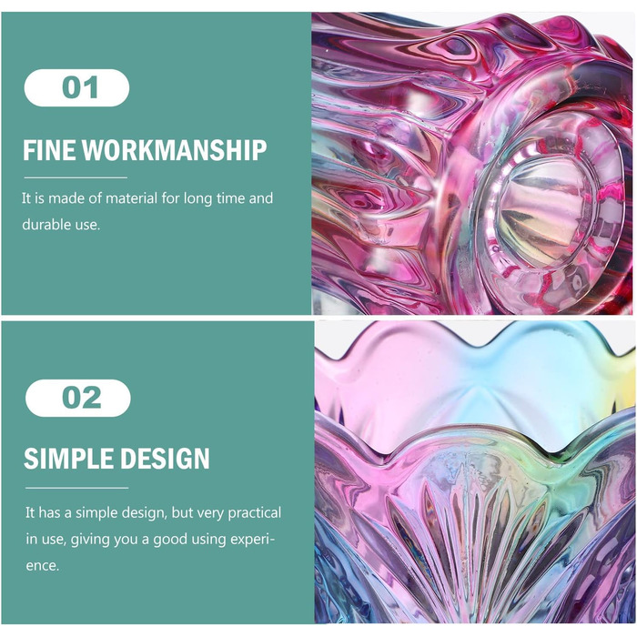 Ваза Gatuida: скляна ваза для декору, сучасний дизайн, кольорова скляна ваза, ваза-радуга, рожева ваза для стильного декору столу, весілля та дому