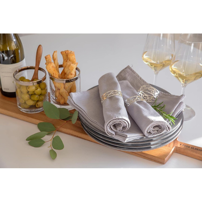 EDZARD Napkin Ring Vita, silver-plated, tarnish-resistant, length 5 cm, set of 4