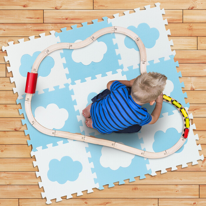 Relaxdays 18-Piece Puzzle Mat Cloud