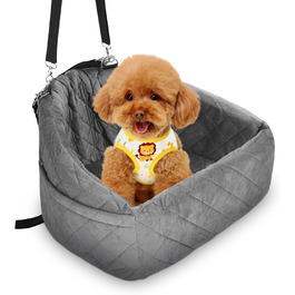 Автомобільний сидіння для собак на заднє сидіння, стабільний бокс для собак з ременями безпеки, водовідштовхувальне автокрісло для собак, 50x52x28 см, сірий