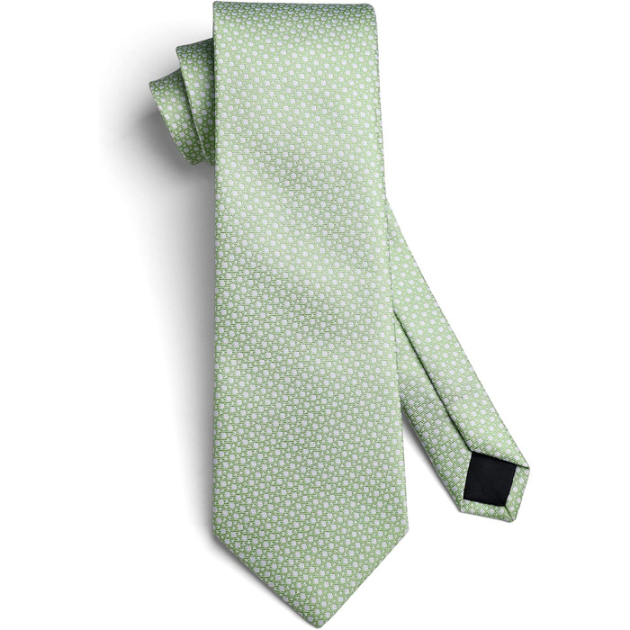 HISDERN Комплект краватки, нагрудного хустинки та краваткової застібки для весілля чоловічий, зелений в клітинку