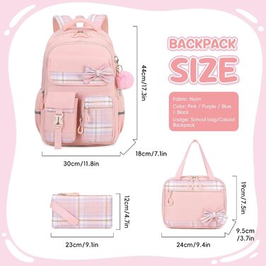 Шкільний рюкзак для дівчаток (3 шт.): рюкзак, ланч-бокс, пенал. 3-5 клас. Рожевий