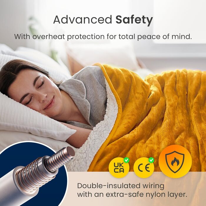 Електрична ковдра Cosi Home 180x130 см з регулюванням температури, захистом від перегріву та пульт дистанційного керування. Sherpa та Fleece, 10 рівнів нагріву, сіра.