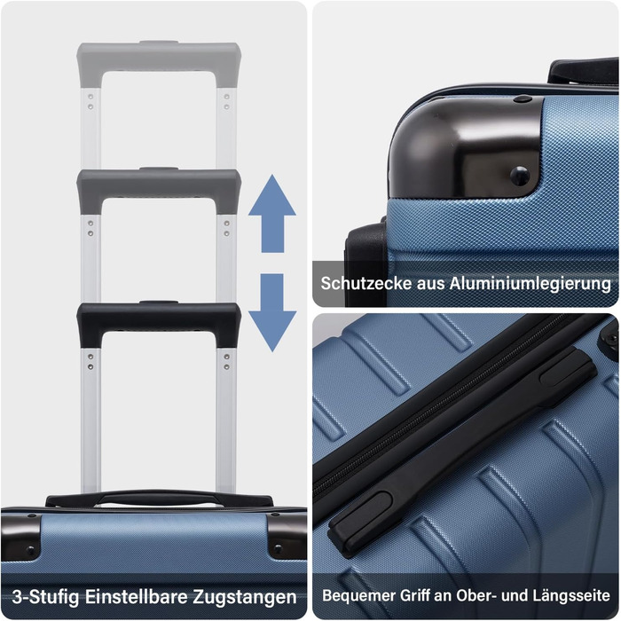 Набір валіз COOLIFE 3 в 1: Жовто-чорний дорожній набір з TSA-замком та телескопічним ручками | Rollkoffer