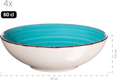 MÄSER Bel Tempo II: Набір посуду вінтажний, 16 предметів (для 4 осіб), ручне розпису, кераміка, зелено-блакитний