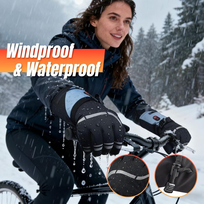 Обогревні рукавички для жінок та чоловіків 7.4V 6400mAh, акумуляторні, 3 режими нагріву, водонепроникні, сенсорні, для мотоцикла, лиж, скелелазіння, піших прогулянок, універсальний розмір