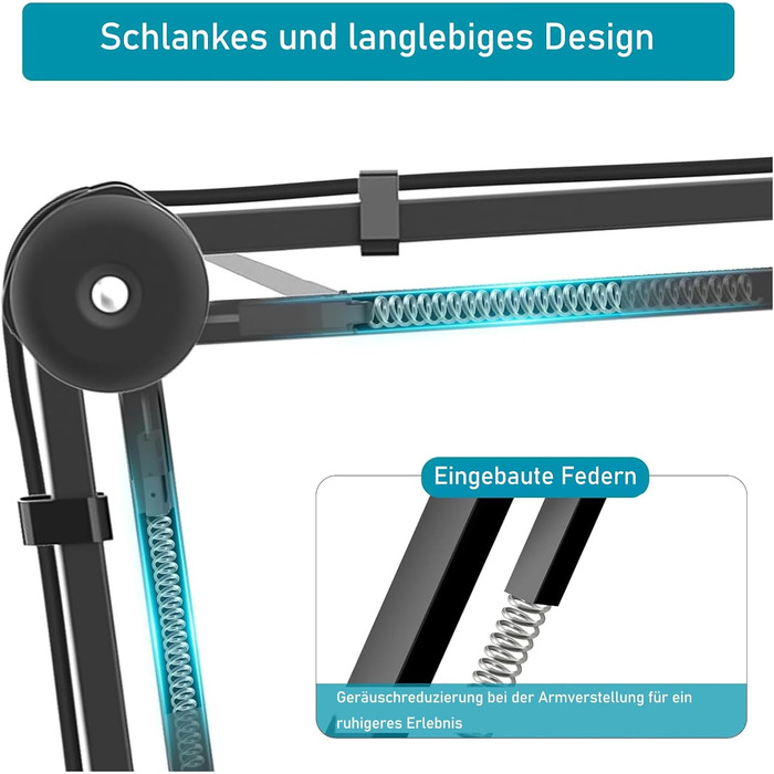 Кріплення для мікрофона на подовжувачі, регульоване, чорне. Сумісне з Blue Yeti, HyperX QuadCast. З адаптером 3/8' - 5/8'.