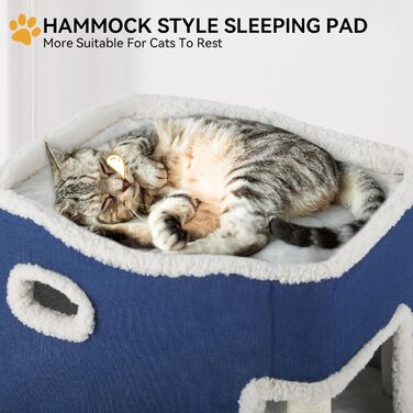 YITAHOME Cat House Indoor, Cat Bed for Indoor Cats, Cat Tunnel, Cat Cave, Small Scratching Post, Cat Furniture, Cat Bed Cave, cat caves, Cat Beds (Blue, Without Platform)