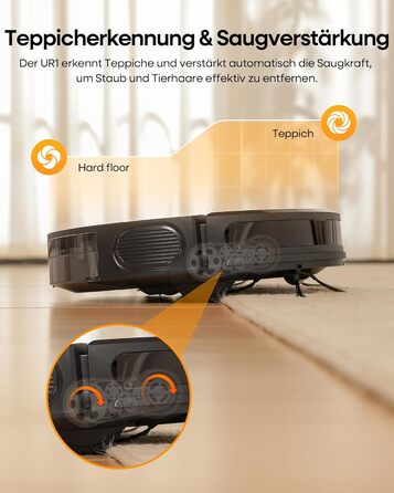 Робот-пилосос з функцією миття 5000Pa, 3-в-1 з часом роботи 180 хв, для тварин, з керуванням через додаток, чорний