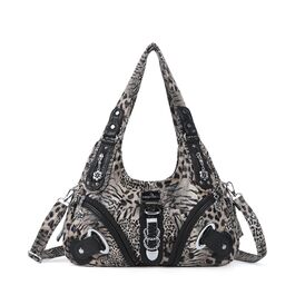 Сумка жіноча Angelkiss Hobo через плече, велика, повсякденна, коричнево-чорна в леопардовий принт