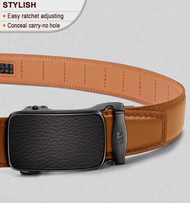 Чоловічий шкіряний ремінь KEMISANT з автоматичною пряжкою, 35 мм, без дірок, регульований, 140-160 см